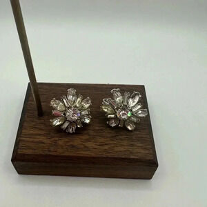 Vintage | Screwback Earrings | Mid Century | Rhinestones | Costume Jewelry
